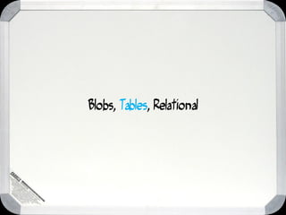 Blobs, Tables, Relational
 