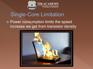  Power consumption limits the speed
increase we get from transistor density
 