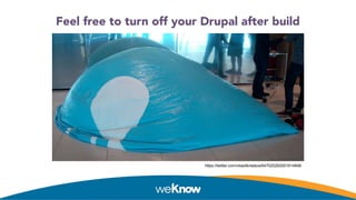 Feel free to turn off your Drupal after build
●https://twitter.com/ckaotik/status/647020262001614848
 