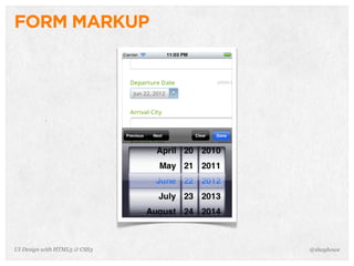 FORM MARKUP
@shayhoweUI Design with HTML5 & CSS3
 