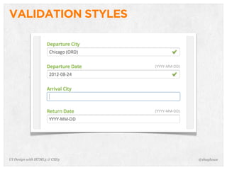VALIDATION STYLES
@shayhoweUI Design with HTML5 & CSS3
 