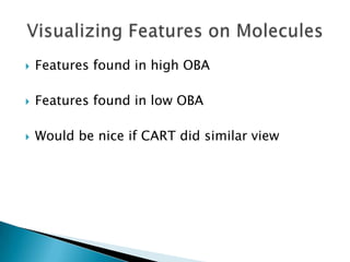    Features found in high OBA

   Features found in low OBA

   Would be nice if CART did similar view
 