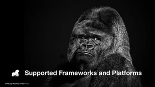 Gorilla Logic Proprietary and ConﬁdentialGorilla Logic Proprietary and Conﬁdential
Supported Frameworks and Platforms
 