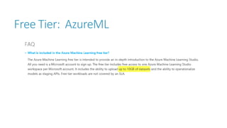 Free Tier: AzureML  
