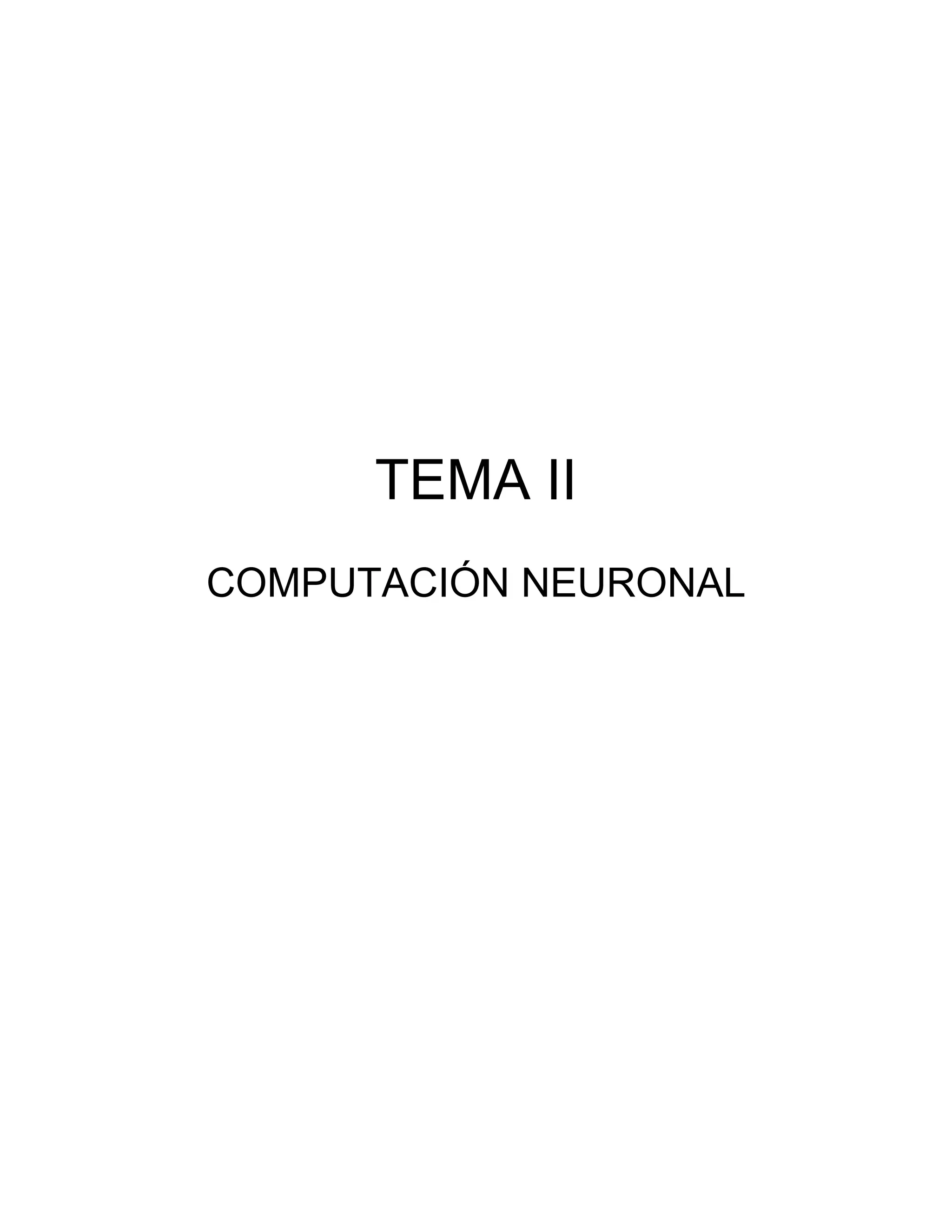 TEMA II
COMPUTACIÓN NEURONAL
 