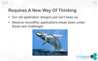 Requires A New Way Of Thinking
 Our old application designs just can’t keep up
 Massive monolithic applications break down under
these new challenges
15
 