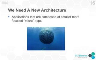 We Need A New Architecture
 Applications that are composed of smaller more
focused “micro” apps
16
 