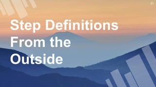 Step Definitions
From the
Outside
21
 