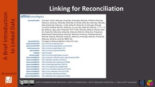 @azaroth42
ABriefIntroduction
toLinkedData
Linking for Reconciliation
 