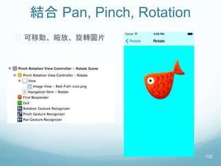 結合 Pan, Pinch, Rotation
 可移動、縮放、旋轉圖片
132
 