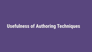 Usefulness of Authoring Techniques
 