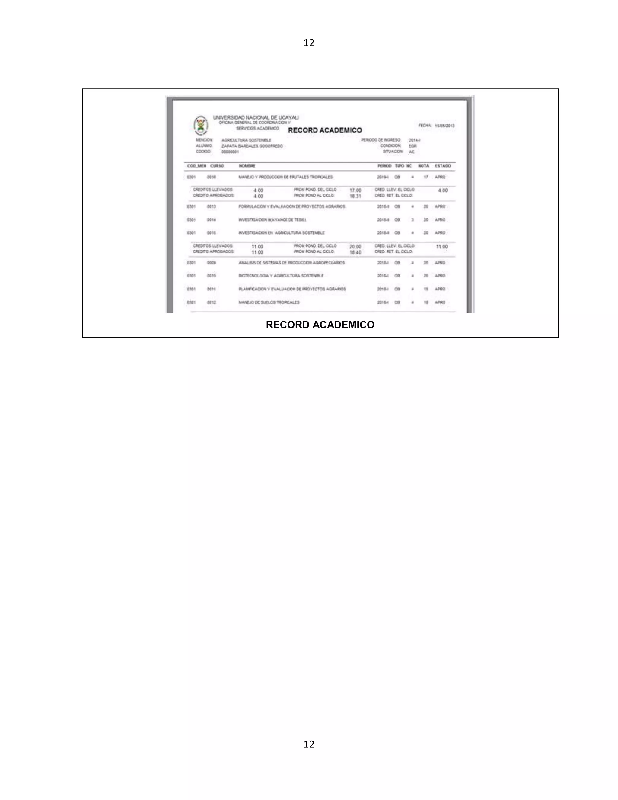 12
12
RECORD ACADEMICO
 