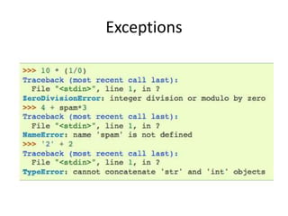 Exceptions
 