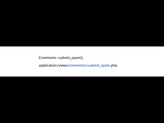 Comments::submit_spam();

application/views/comments/submit_spam.php
 