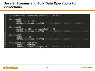 29
Java 8: Streams and Bulk Data Operations for
Collections
 