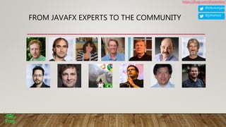 @steveonjava
https://jfrog.com/shownotes/
@johanvos
FROM JAVAFX EXPERTS TO THE COMMUNITY
 