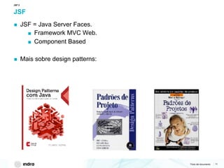 Título del documento | 11
JSF
▪ JSF = Java Server Faces.
▪ Framework MVC Web.
▪ Component Based
▪ Mais sobre design patterns:
JSF 2
 