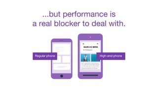 ...but performance is
a real blocker to deal with.
Regular phone High-end phone
 