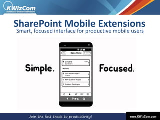 SharePoint Mobile Extensions
Smart, focused interface for productive mobile users

 