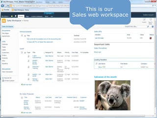 This is our
Sales web workspace

30

 
