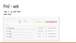Pm2 - web
npm i -g pm2-web
pm2-web
 