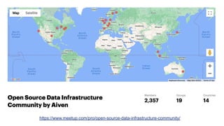 https://www.meetup.com/pro/open-source-data-infrastructure-community/
 