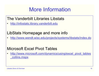 Libstats: Demo and Overview