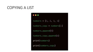 COPYING A LIST
 