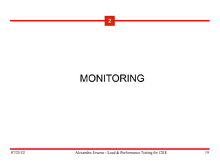 07/25/12 Alexandru Ersenie - Load & Performance Testing for J2EE 19
MONITORING
2
 