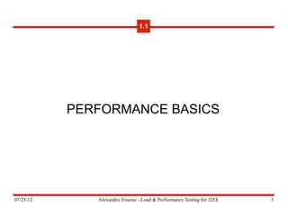 07/25/12 Alexandru Ersenie - Load & Performance Testing for J2EE 3
PERFORMANCE BASICS
1.1
 