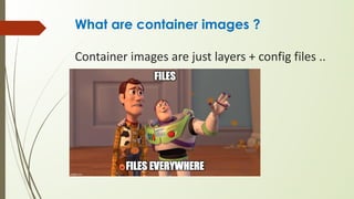 What are container images ?
Container images are just layers + config files ..
 