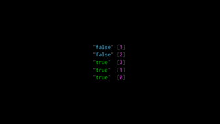 "false" [1]
"false" [2]
"true" [3]
"true" [1]
"true" [0]
 