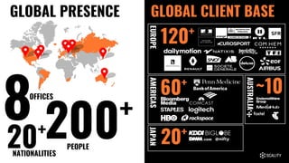 8 60+
120+
20+
~10
GLOBAL CLIENT BASEGLOBAL PRESENCE
20+
OFFICES
200+
PEOPLE
NATIONALITIES
EUROPEAMERICAS
AUSTRALIA
JAPAN
 