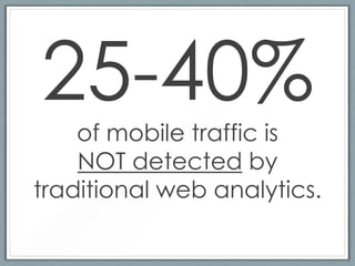 25-40%
    of mobile traffic is
    NOT detected by
traditional web analytics.
 