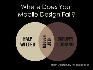 Where Does Your
Mobile Design Fall?




           Hann Diagram by theepiceeffect
 