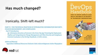 Has much changed?
Ironically. Shift-left much?
 