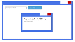 Root Component Show Me
The page at http://localhost/3000 says:
Root Component
 