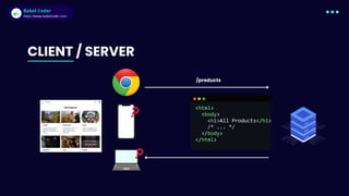 Babel Coder
Babel Coder
https://www.babelcoder.com
CLIENT / SERVER
/products
 