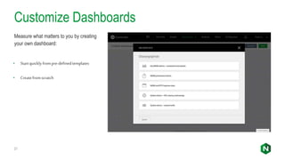 Customize Dashboards
21
Measure what matters to you by creating
your own dashboard:
• Startquicklyfrompre-definedtemplates
• Createfromscratch
 