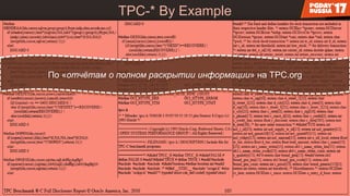 TPC-* By Example
По «отчётам о полном раскрытии информации» на TPC.org
 