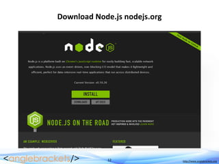 12 http://www.anglebrackets.org
Download Node.js nodejs.org
 
