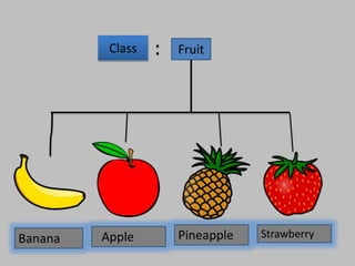 Class Fruit
StrawberryPineappleBanana Apple
:
 