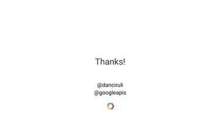 Thanks!
@danciruli
@googleapis
 