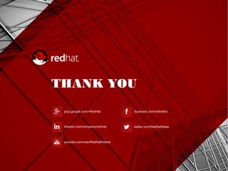 37MICHAEL EPLEY
THANK YOU
plus.google.com/+RedHat
linkedin.com/company/red-hat
youtube.com/user/RedHatVideos
facebook.com/redhatinc
twitter.com/RedHatNews
 
