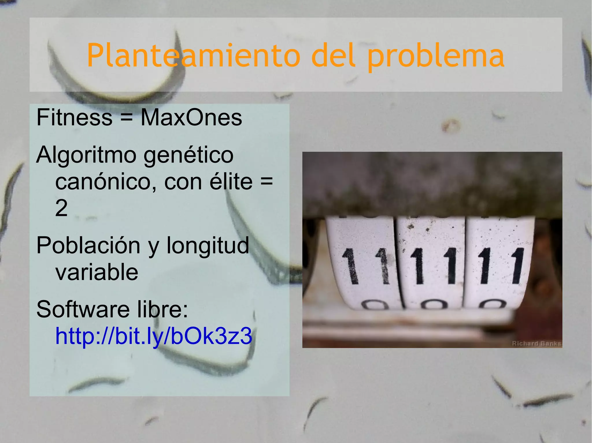 Planteamiento del problema Fitness = MaxOnes 