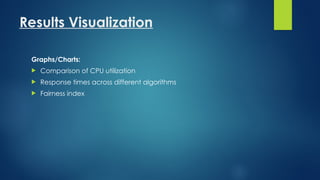 Results Visualization
Graphs/Charts:
 Comparison of CPU utilization
 Response times across different algorithms
 Fairness index
 