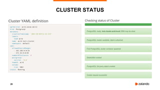 29
CLUSTER STATUS
 