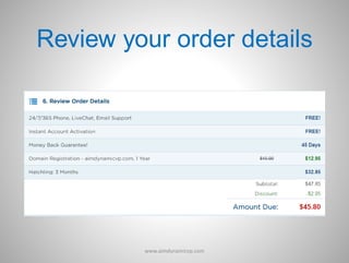 Review your order details
www.aimdynamicvp.com
 