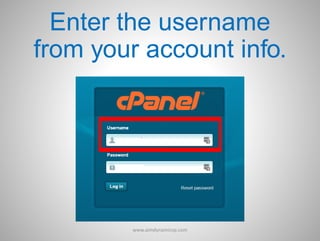 Enter the username
from your account info.
www.aimdynamicvp.com
 