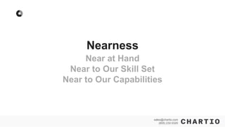 sales@chartio.com
(855) 232-0320
sales@chartio.com
(855) 232-0320
Nearness
Near at Hand
Near to Our Skill Set
Near to Our Capabilities
 